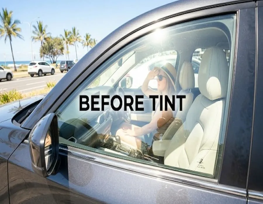 Car window tinting before and after — ceramic film Townsville