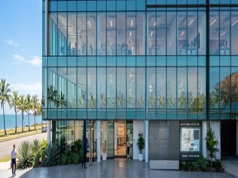 Ceramic commercial window film on premium office building Townsville