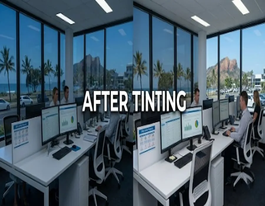 Retail shopfront window tinting before and after Townsville